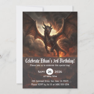 convites de aniversário de dragão aquarela