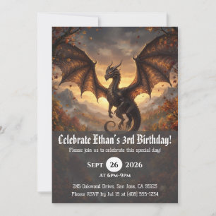 convites de aniversário de dragão aquarela