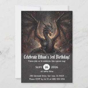convites de aniversário de dragão aquarela
