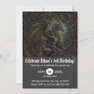 convites de aniversário de dragão aquarela