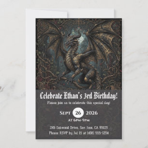 convites de aniversário de dragão aquarela