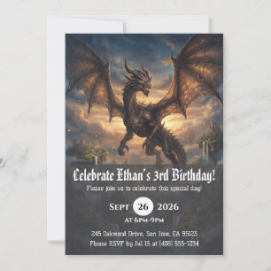 convites de aniversário de dragão aquarela
