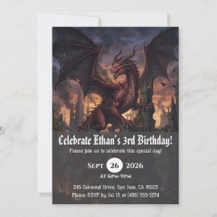 convites de aniversário de dragão aquarela
