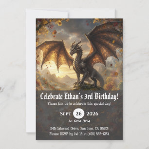 convites de aniversário de dragão aquarela