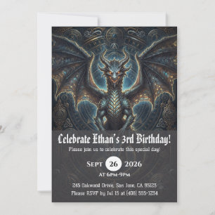 convites de aniversário de dragão aquarela