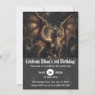 convites de aniversário de dragão aquarela