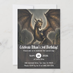 convites de aniversário de dragão aquarela