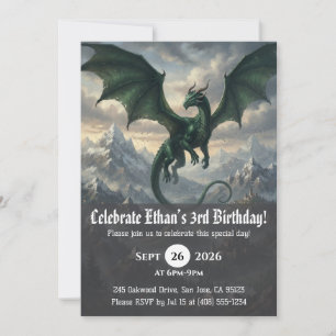 convites de aniversário de dragão aquarela