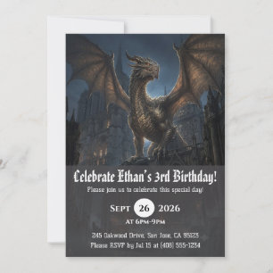 convites de aniversário de dragão aquarela