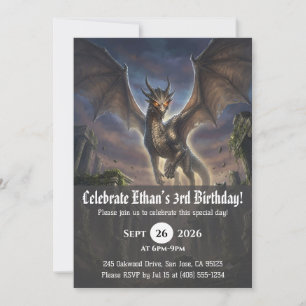 convites de aniversário de dragão aquarela