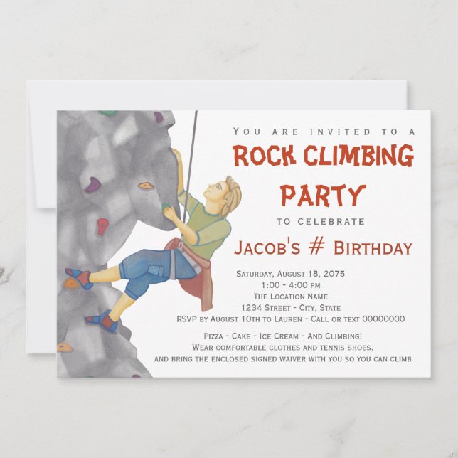 Convites de Aniversário de Escalada para Adolescen (Frente)