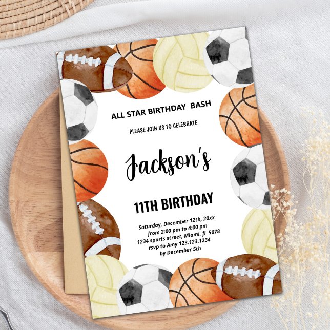 Convites de aniversário de esportes (Sports Birthday Invitations)