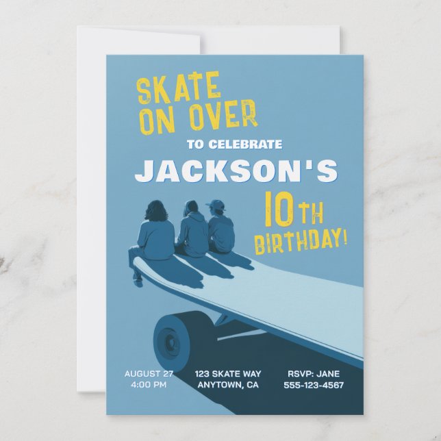 Convites de Aniversário de Festa de Skate (Frente)