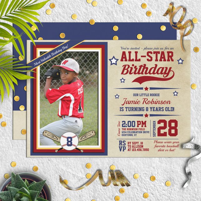 Convites de aniversário de Foto All-Star Baseball (Criador carregado)