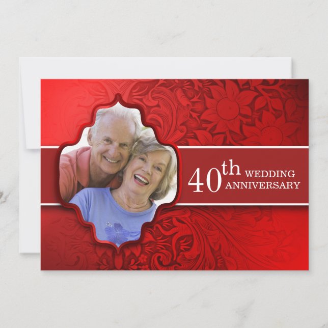 convites de aniversário de foto vermelha (Frente)