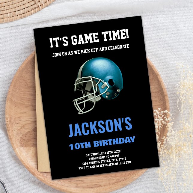 Convites de Aniversário de Futebol Azul Negro (Black Blue Football Birthday Invitations)