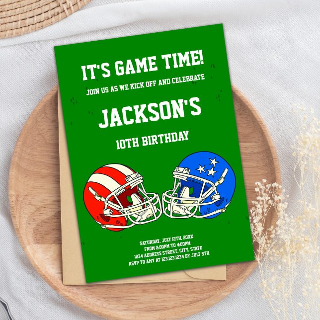 Convites de aniversário de futebol azul verde (Green Blue Football Birthday Invitations)