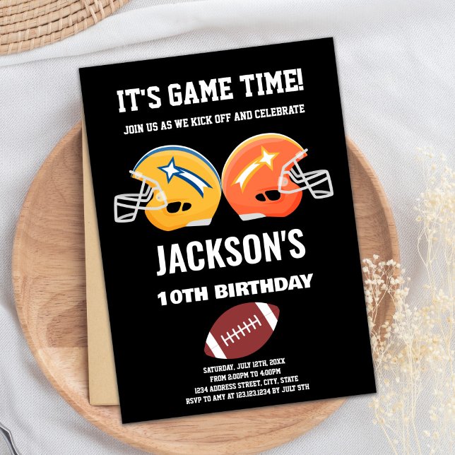 Convites de Aniversário de Futebol Laranja Amarelo (Black Yellow Orange Football Birthday Invitations)