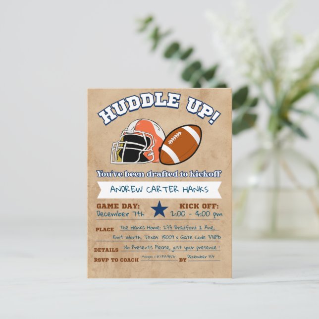 Convites De Aniversário De Futebol Para Rapazes Se (Em pé/Frente)