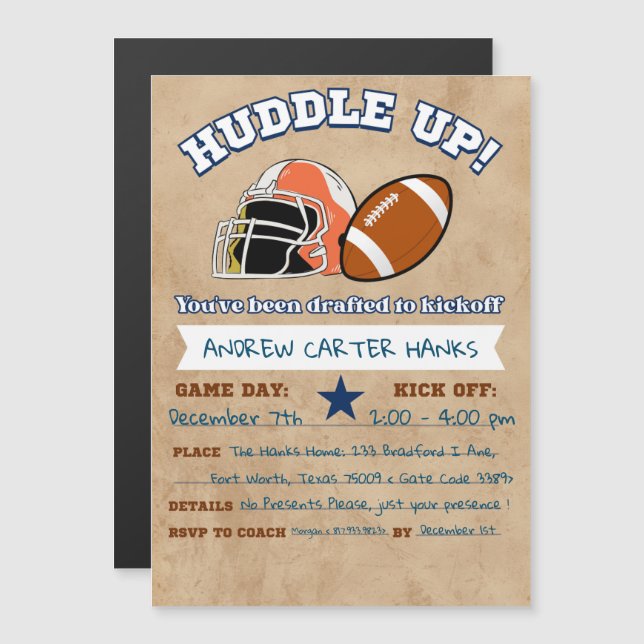 Convites De Aniversário De Futebol Para Rapazes Se (Frente/Verso)