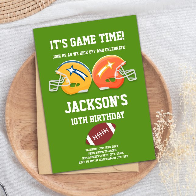 Convites de aniversário de futebol verde (Green Football Birthday Invitations)