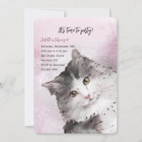 Convites de aniversário de Gato de Gato