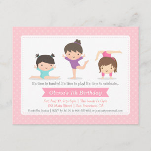 Convites de Aniversário de Ginástica para Meninas