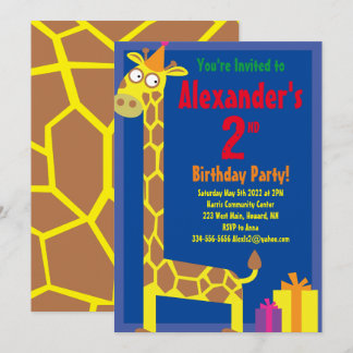 Convites de aniversário de Giraffe Animal Kid