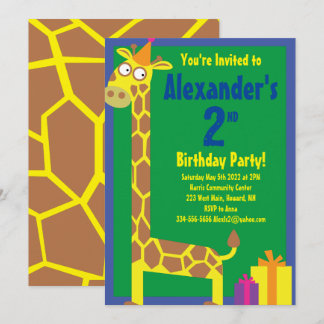 Convites de aniversário de Giraffe Animal Kid