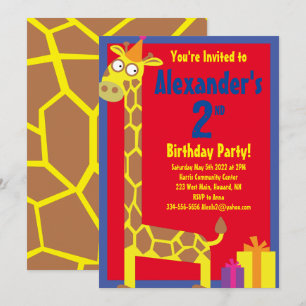 Convites de aniversário de Giraffe Animal Kid