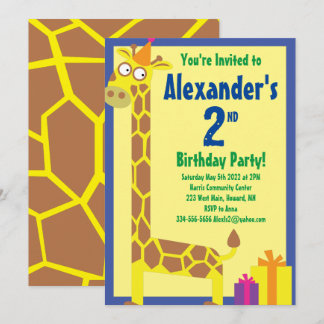 Convites de aniversário de Giraffe Animal Kid