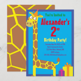 Convites de aniversário de Giraffe Animal Kid