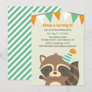 Convites de Aniversário de Guaxinim da Floresta Fo