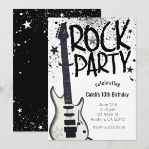 Convites de Aniversário de Guitarra de Festa de Es
