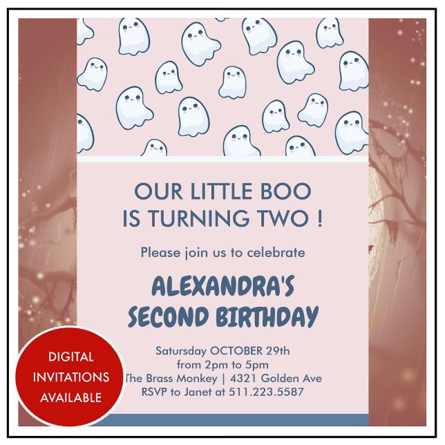 convites de aniversário de Halloween 2º aniversári (halloween-2nd-birthday-invitation-pink-ghosts-1)