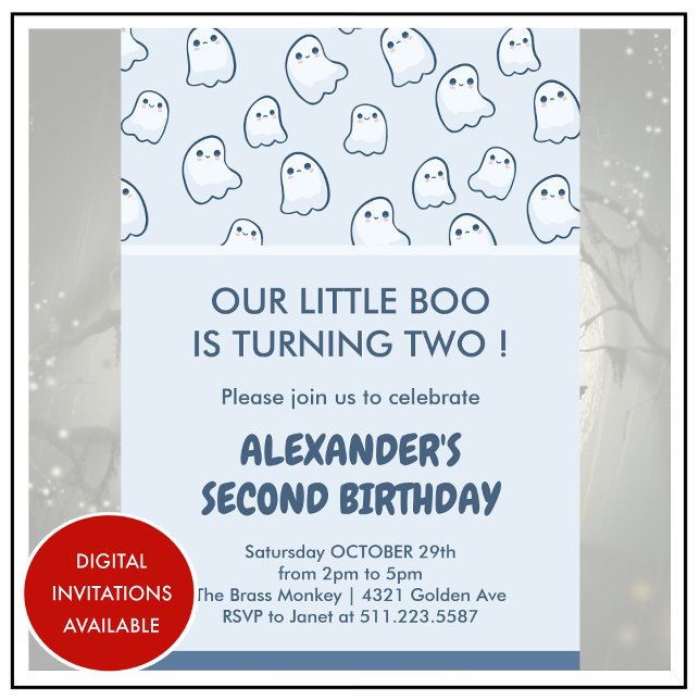 convites de aniversário de Halloween 2º segundo bo (halloween-2nd-birthday-invitation-spooktacular-cute-1)