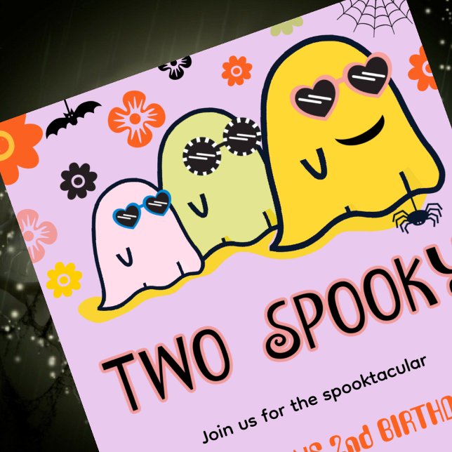 convites de aniversário de Halloween 2 fantasmas a (halloween-2nd-birthday-invitations-two-spooky-kids-1)
