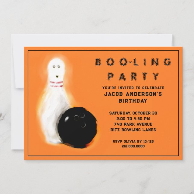 Convites de Aniversário de Halloween para Boliche (Frente)