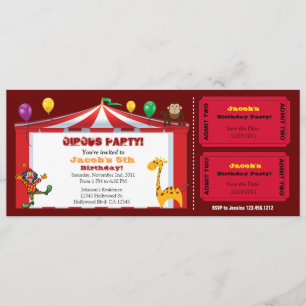 Convites de Aniversário de Ingresso de Circo Infan