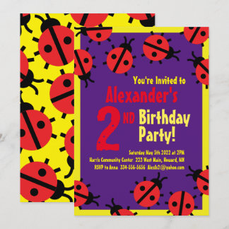 Convites de aniversário de Lady Bug Animal Kid