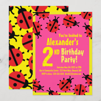 Convites de aniversário de Lady Bug Animal Kid