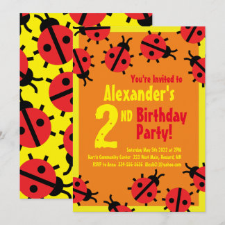 Convites de aniversário de Lady Bug Animal Kid