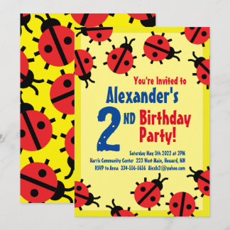 Convites de aniversário de Lady Bug Animal Kid