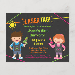 Convites de Aniversário de Laser Tag para Crianças