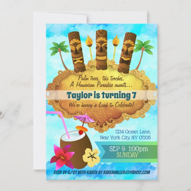 Convites de aniversário de Luah (Frente)