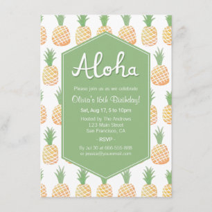 Convites de Aniversário de Luau de Abacaxi Aloha