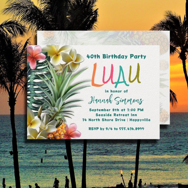 Convites de Aniversário de Luau Havaiano Tropical (Criador carregado)
