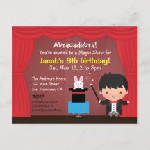 Convites de Aniversário de Magia do Menino Mágico