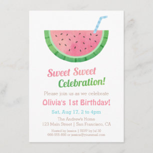 Convites de Aniversário de Melancia em Aquarela