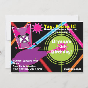 Convites de Aniversário de Menina com Laser Tag pa